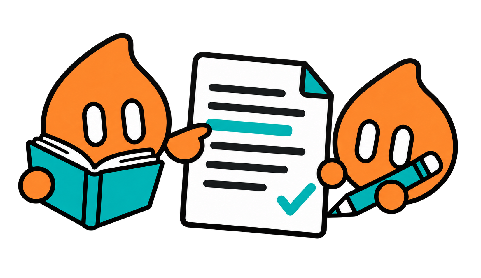 Two The Study Concept characters reviewing a course document together